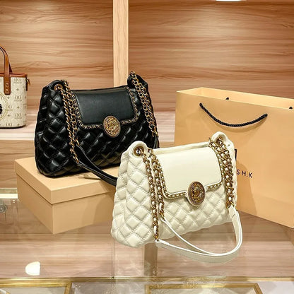 Sac à chaîne en cuir véritable pour femmes en 2025, nouveau design avec un sens du luxe, sac à bandoulière sous les bras de grande capacité