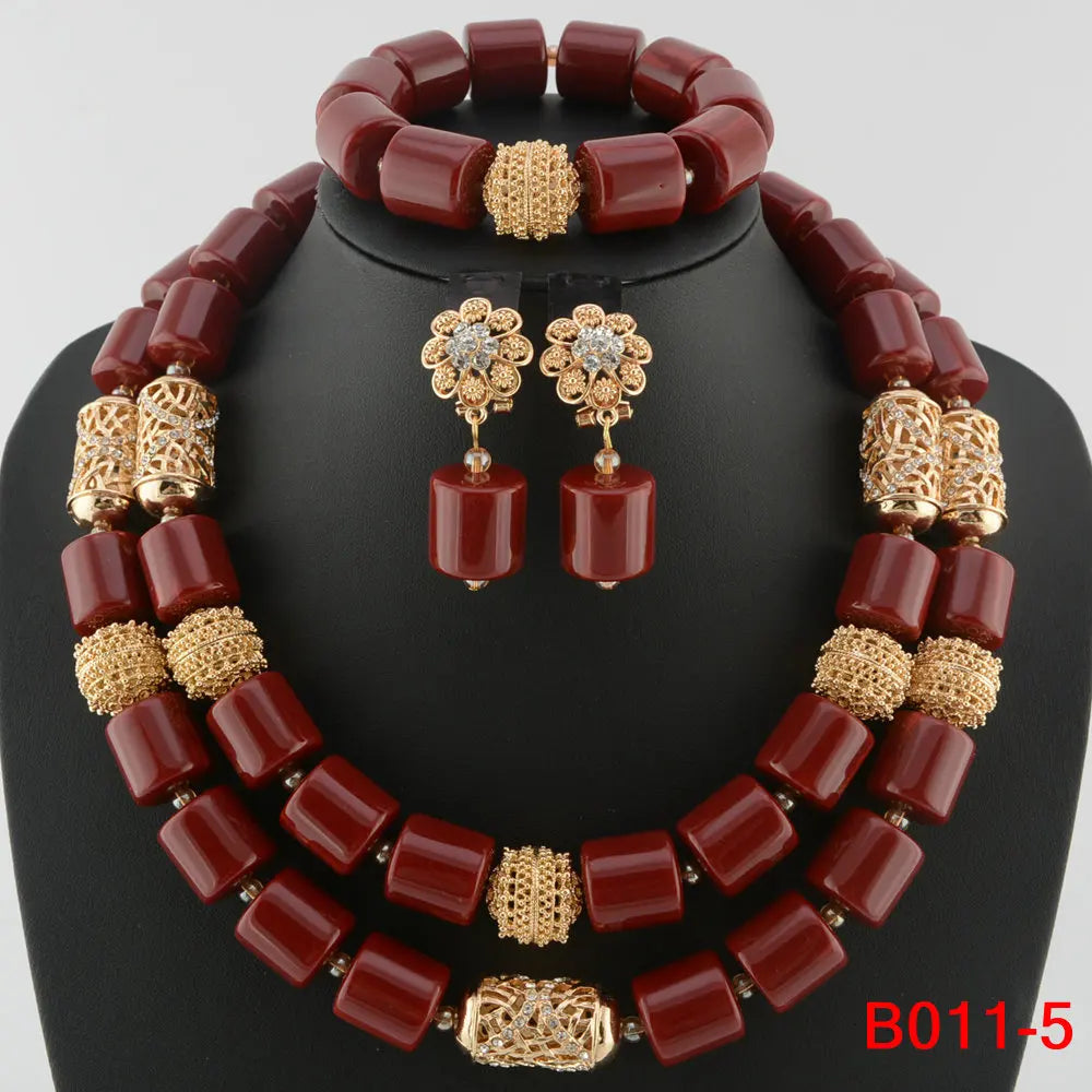 Ensemble de bijoux de mariée en corail artificiel, ensemble de colliers de perles africaines et nigérianes