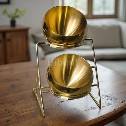 Support de bol doré pour Sauce à bouche Oblique en acier inoxydable, Pot chaud, panier d'assaisonnement pour Buffet, Pot plat, récipient, bol sphérique pour salade