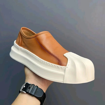Chaussures plates respirantes en cuir véritable pour hommes, chaussures décontractées, blanc, noir, marron, mode de créateur, recommandé