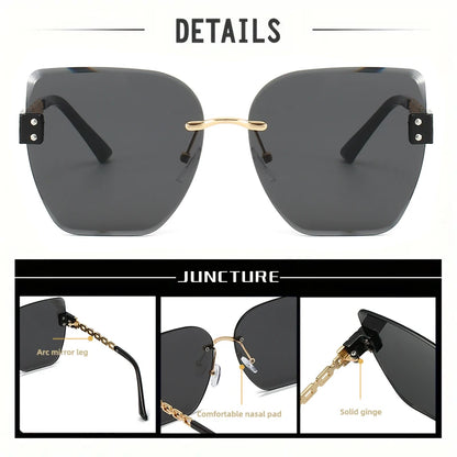 JUNCTURE femmes sans bordure lunettes de soleil Vintage mode oeil de chat lunettes de soleil dégradé dame fête vacances cadeaux lunettes de soleil pour les femmes