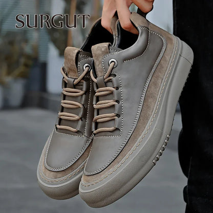 SURGUT-Chaussures décontractées en cuir de vachette pour hommes, coordonnantes, confortables, mode, épissage, semelle optique, automne, hiver, taille 38-44