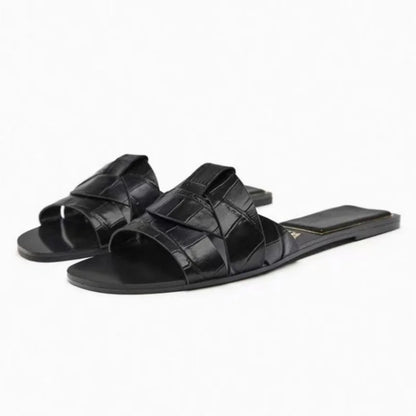 Pantoufles d'été pour femmes, chaussures de plage plates, de haute qualité, design à la mode, 2024