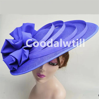 Noir grand Chapeau fascinateur femmes Royal Ascot casque fleur mode Chapeau Casquette pour église Kentucky Derby Chapeau Casquette bandeau