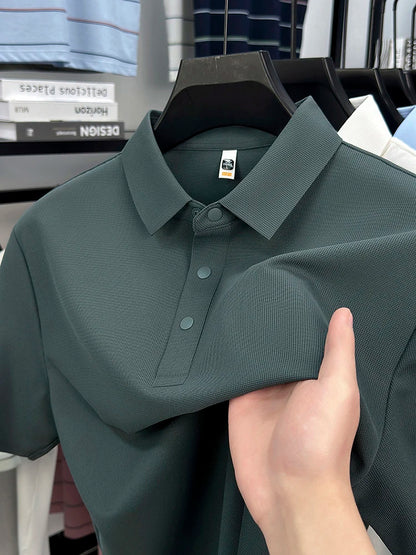 2025 Chemise polo gaufrée sportive pour hommes |   Tailles supérieures de Tennis de Golf évacuant l'humidité S-5XL, boutons-pression, antibactérien 7A de haute qualité