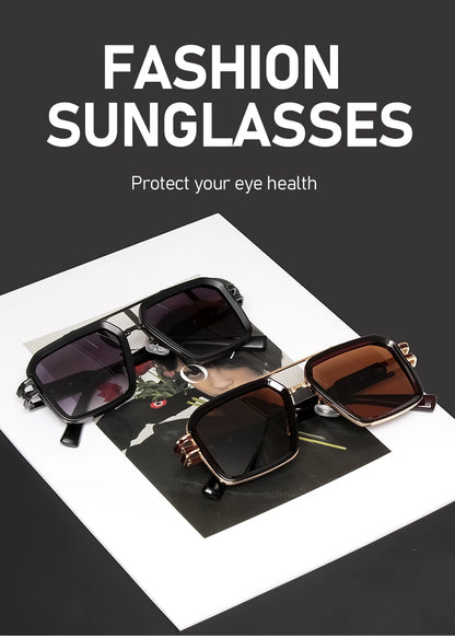 2025 Steam Punk lunettes De soleil rétro carré hommes femmes mode Double faisceau lunettes unisexe cadre en métal nuances à la mode Oculos De Sol
