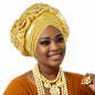 Turban Africain à Volants et artificiel astiques pour Femme, Couvre-chef de Mariage, Cravate de Sauna, Équipement de ix, Chapeau, Nigeria