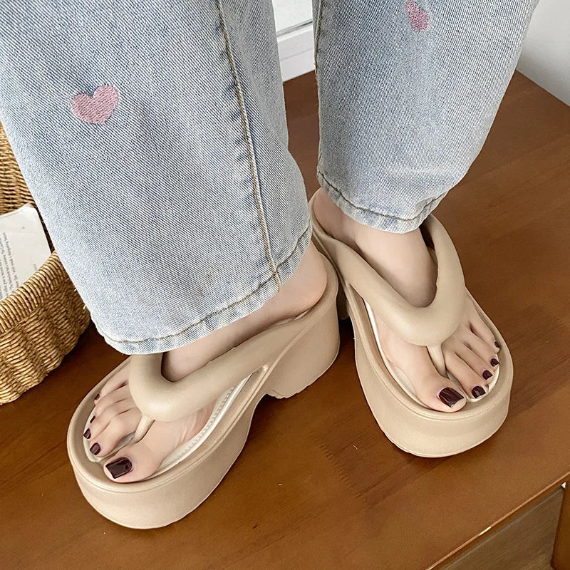 Sandales d'été à talons hauts de 7 cm pour femmes, mules à talons épais, tongs EVA, chaussures de maison, pantoufles à plateforme d'extérieur, nouvelle collection