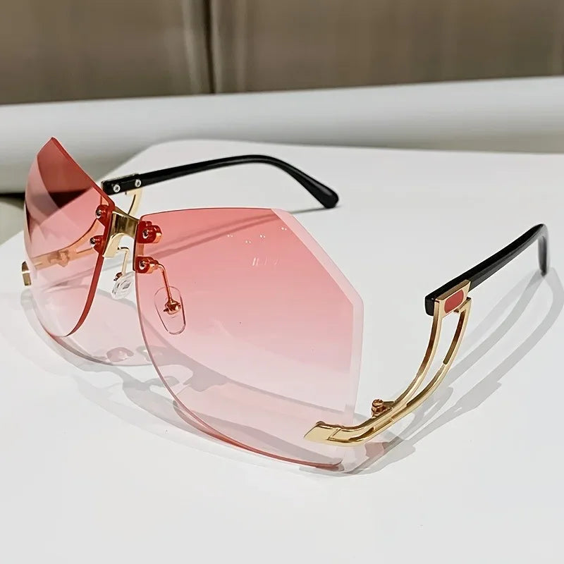 Lunettes de soleil sans bords irrégulières pour femmes, monture en alliage de styliste, surdimensionnées, dégradées, mode féminine, nuances claires, nouvelle collection 2025