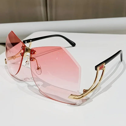 Lunettes de soleil sans bords irrégulières pour femmes, monture en alliage de styliste, surdimensionnées, dégradées, mode féminine, nuances claires, nouvelle collection 2025