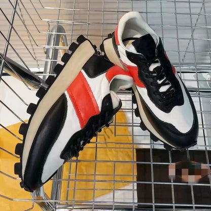 Chaussures de course rétro en daim pour femmes, baskets épaisses, tissu respirant, chaussures de sport à plateforme plate, mode décontractée, recommande une augmentation