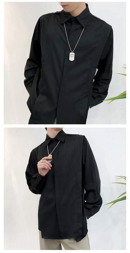 Chemise à manches longues CHRISTAMPain pour homme, grande taille, style Steampunk, Harajuku, Hip Hop, à revers, ChimDesigner