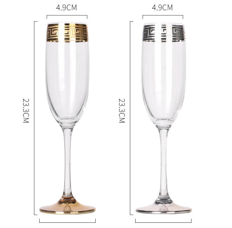 Phnom Penh-Verre Européen à Bord Argenté, Grand Clip Étranger, Vin Rouge, Brandy, Champagne, Table à Manger, Verre à Eau Domestique