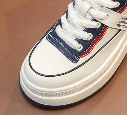 Fujin-Chaussures à l'offre elles compensées en cuir véritable pour femme, grosses chaussures blanches de 9cm, à la mode, automne et été