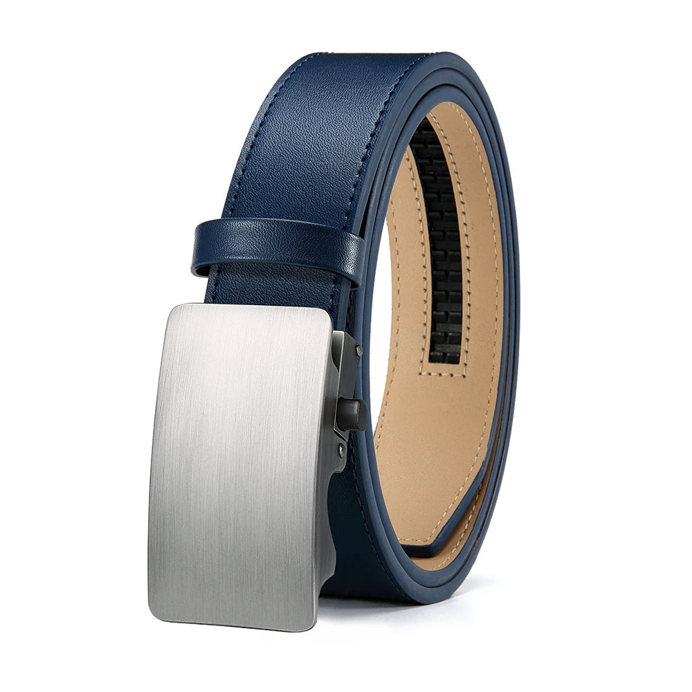 Ceinture d'affaires à cliquet lisse en cuir de qualité supérieure pour hommes, robe décontractée, 03 structure réglable, sur mesure