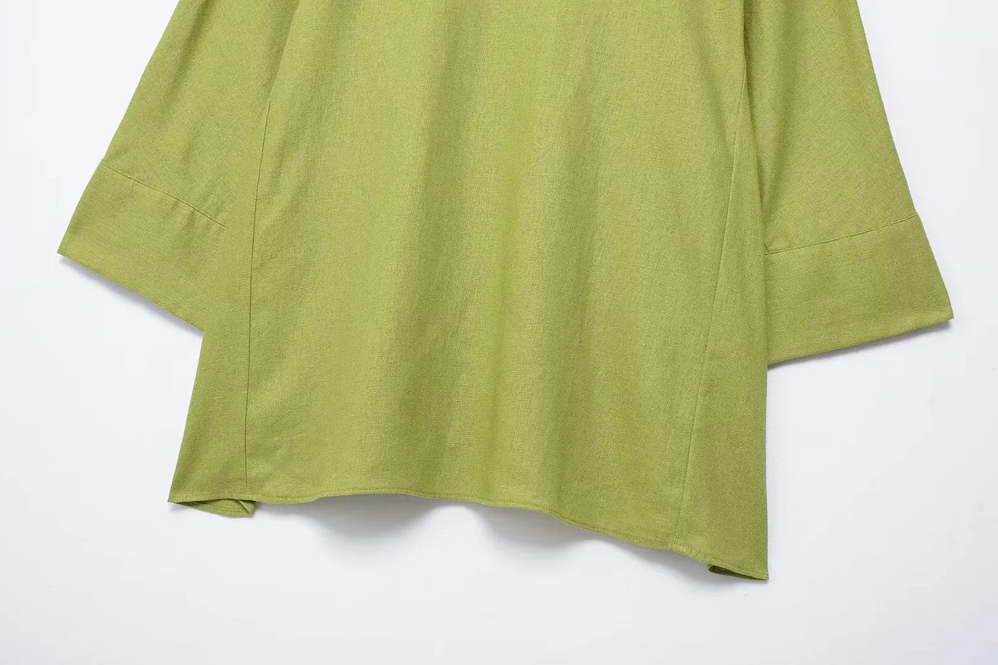 TRAFZA 2024 femmes 2 pièces ensemble taille élastique poche plis décorer pantalon à jambes larges + solide simple boutonnage fente ourlet Blouse haut