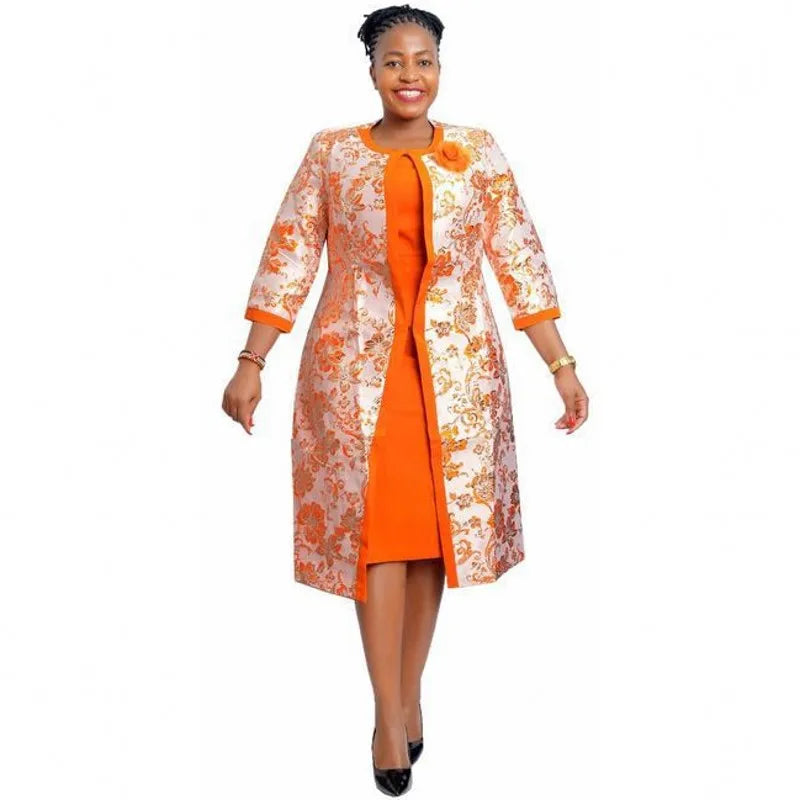 Ensemble 2 pièces de robes africaines pour femmes, imprimé floral, traditionnel dashiki musulman, mode abaya boubou, robe vide afrique