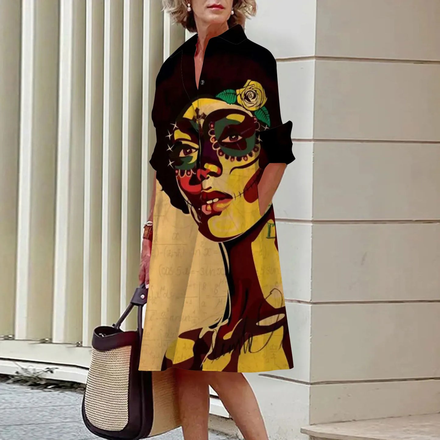 Mcdv-Robe chemise blanche longue pour femme, robe coréenne décontractée, robe rétro, cardigan asymétrique, taille moyenne, printemps et automne