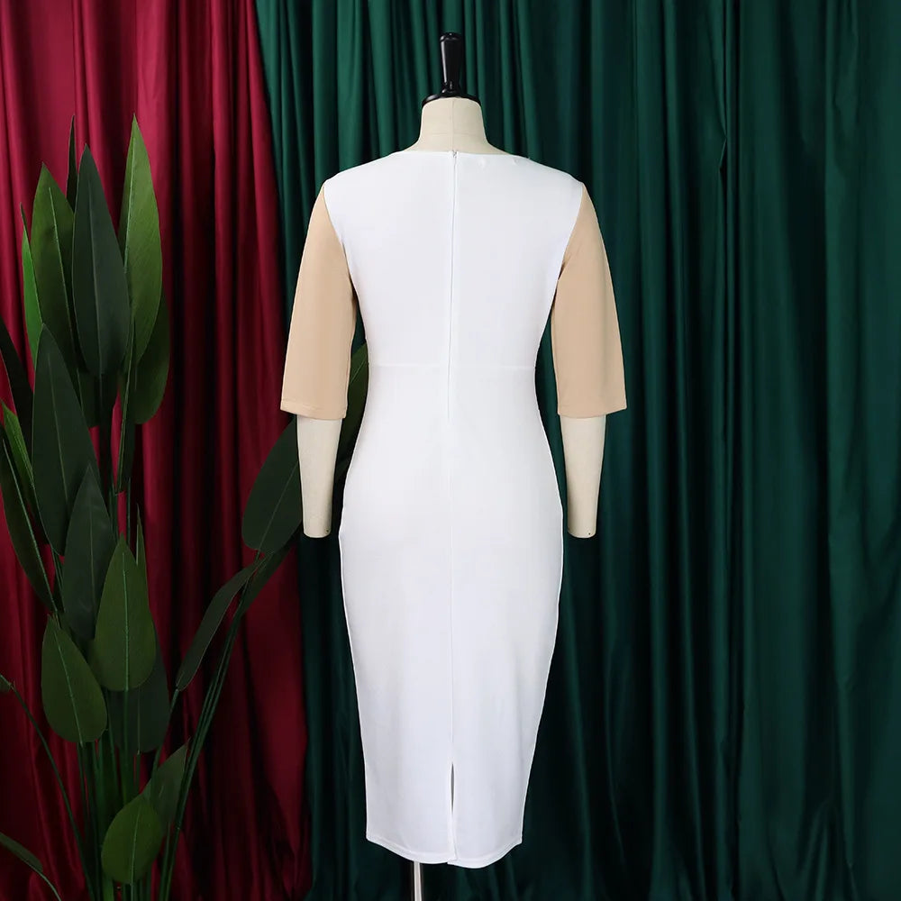 Robes d'église élégantes pour femmes, nouvel arrivage, mode deux couleurs, Patchwork, ajustées, longueur aux genoux, robe africaine formelle, 2023