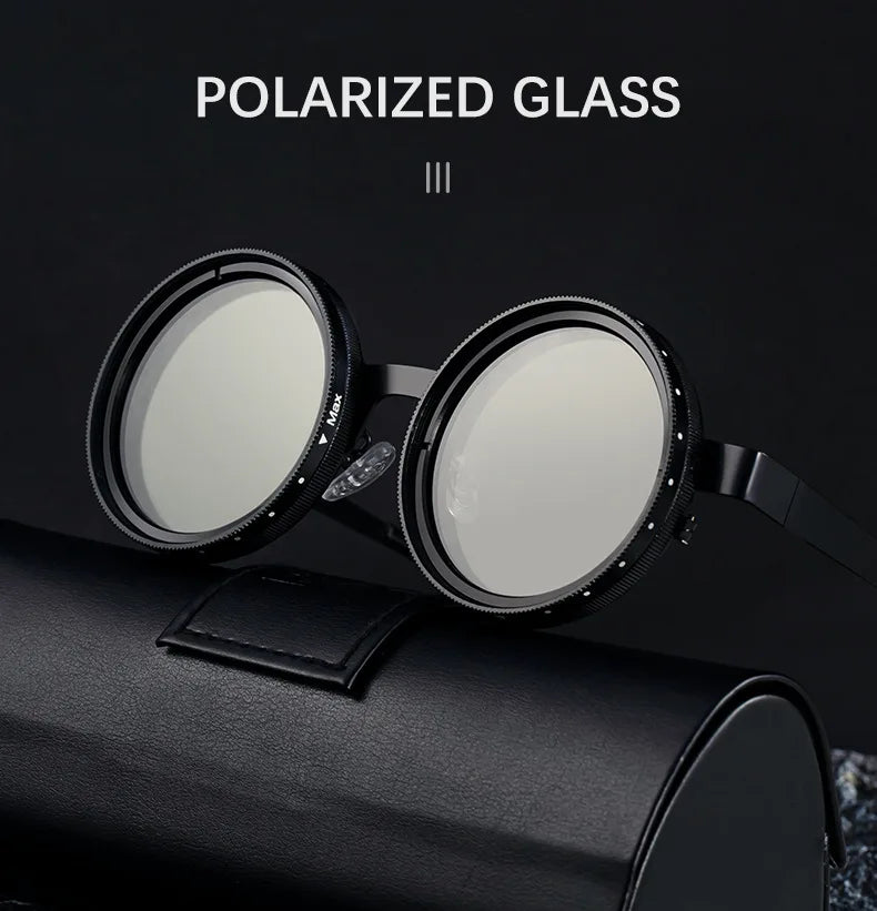 ND2-400 9 niveaux réglable gradation lunettes de soleil polarisées hommes femmes pêche Punk lunettes rondes conduite lunettes ND filtre