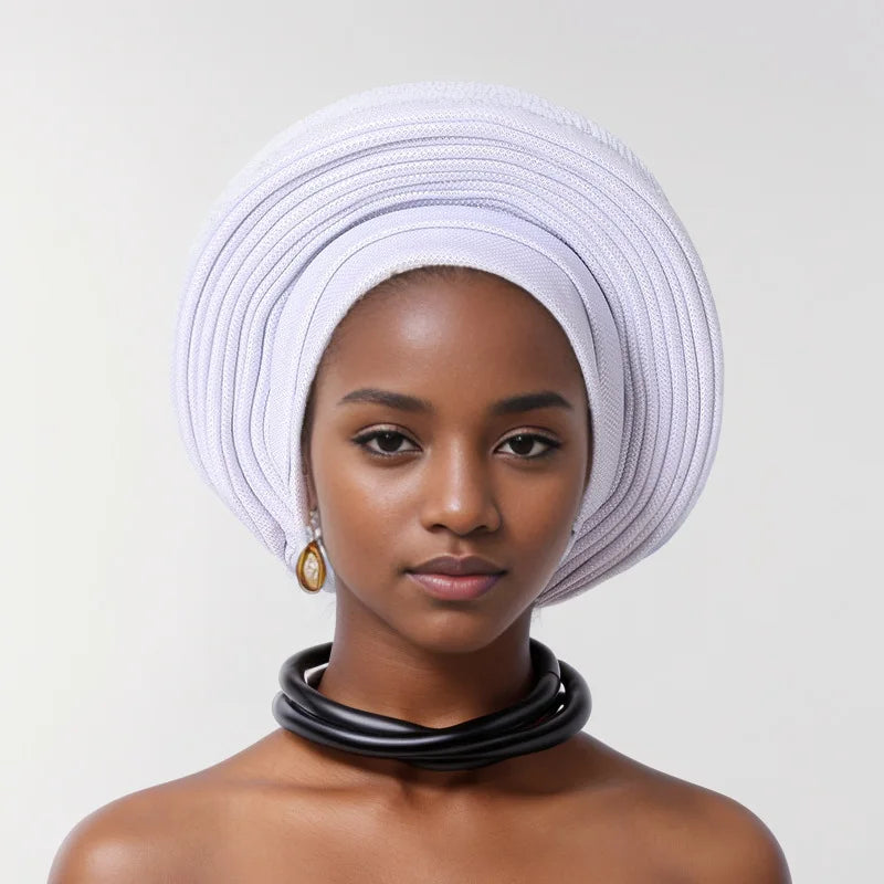 Turban Africain Plissé pour Femme, Déjà Fait, Cravates de Sauna, Bonnet Auto Gele, Hijab Musulman, Mariage Nigérian, Chapeau Rond