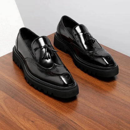 Mocassins d'été en cuir véritable pour hommes, chaussures d'été à enfiler, respirantes, semelle épaisse, richelieu, pompon, tenue décontractée