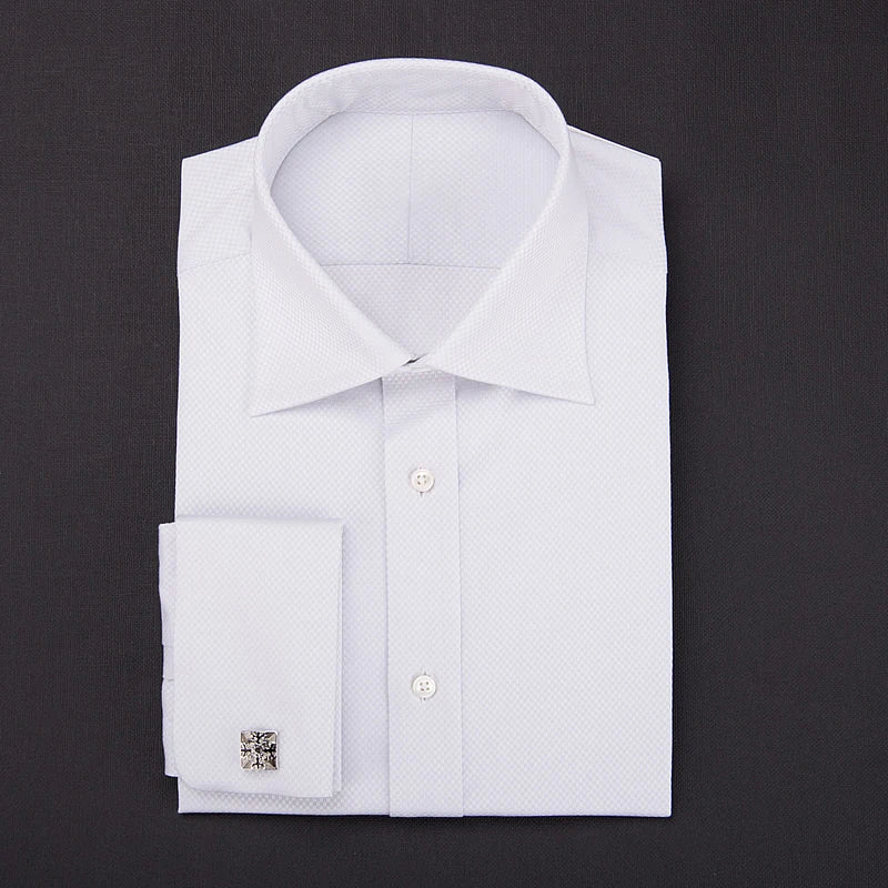 Chemises à col haut à double boucle pour hommes, mode rétro britannique, pur coton, chemises d'affaires minces, chemises de travail