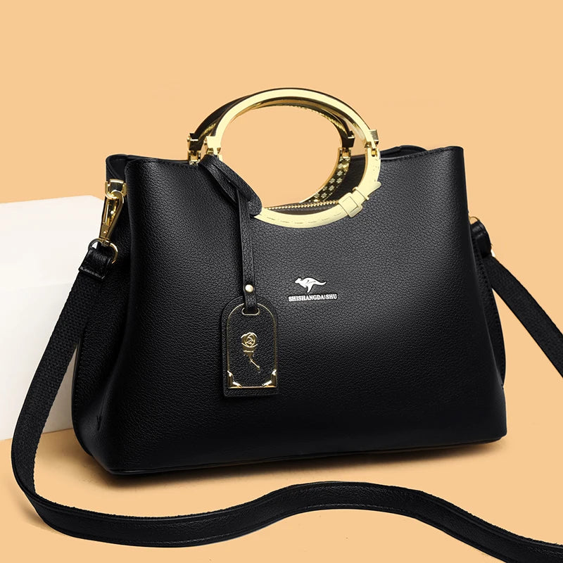 Sac à Main de Luxe en Cuir Souple pour Femme, Fourre-Tout de Grande Capacité à 3 Couches, de Styliste, de Bonne Qualité