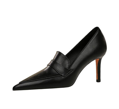 Escarpins à Talons Hauts Élégants pour Femme, Cuir Classique, Rétro, Jolie tu, Parker, Slip On, Marron, Noir, Bureau, ix, Chaussures Simples