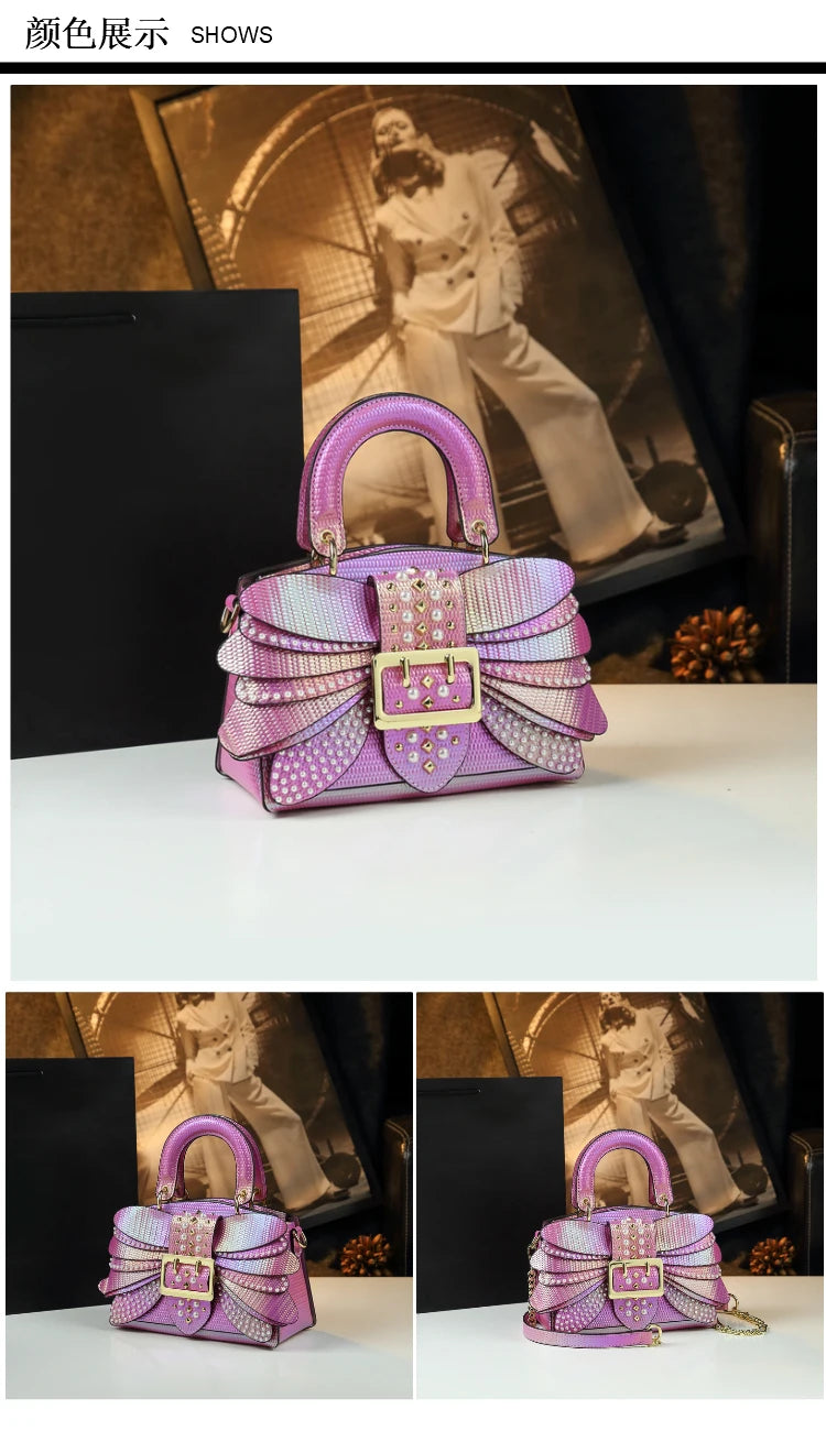 Sac en Cuir group avec Ailes Rivetées pour Femme, Sacoche de Caractère, Nouvelle Collection 2024