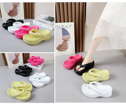 Eyriphy – tongs à plateforme pour femmes, sandales d'été à fond épais, pantoufles de plage en plein air, salle de bain, chaussures de maison, confortables, semelle souple