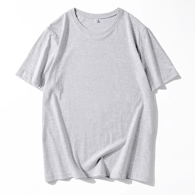 T-shirt manches courtes homme, uni et décontracté, 100% coton, 12 pièces, été
