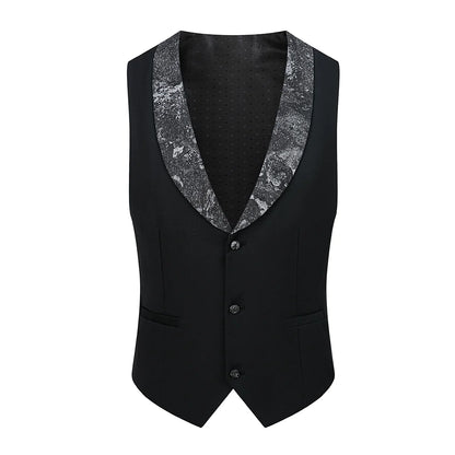 Costume vert 3 pièces pour hommes, veste de robe de soirée de mariage avec gilet et pantalon, ensembles Slim à la mode pour hommes, tissu Jacquard Beige, noir, bleu