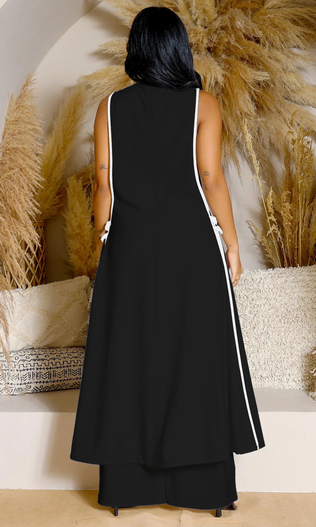 Ensemble de survêtement assressentipour femme, pantalon à glaçure épissée, pantalon à jambe large, longueur de rinçage, élégant, travail de rue, 2 pièces