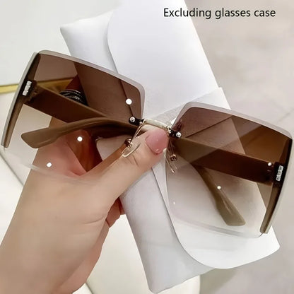 1pc lentille ombrée surdimensionnée pour femmes hommes lunettes sans monture à bord coupé lunettes décontractées