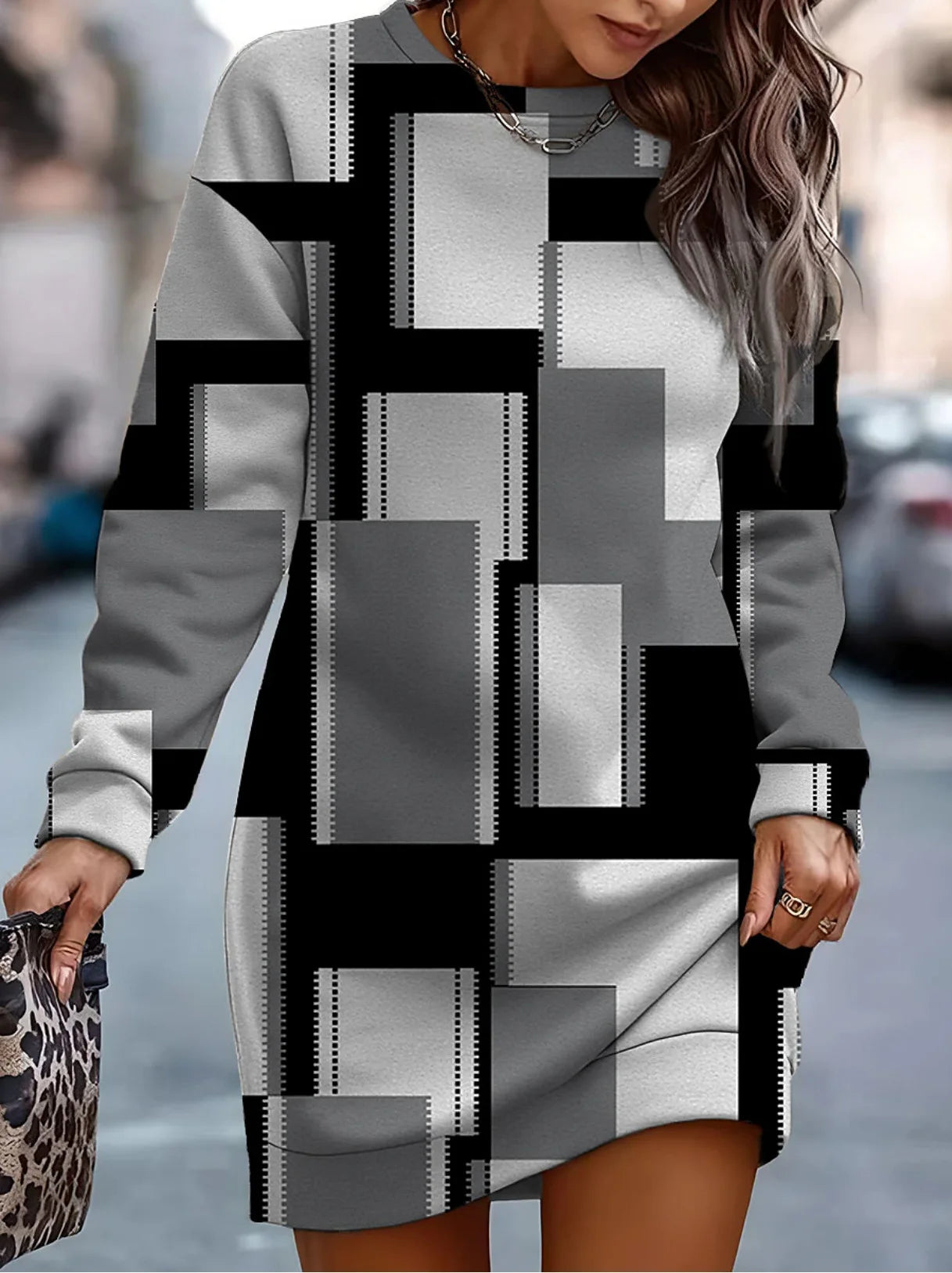 Automne hiver sweat robes pour femmes 2023 mode imprimé col rond à manches longues décontracté Robe ample nouvelle femme sweats Robe