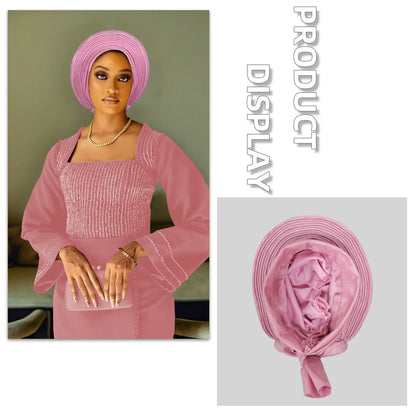 Casquette Turban plissée pour femmes africaines déjà fabriquées Auto Gele femme bandeau Nigeria dame chapeaux chapeau fête de mariage chapeaux