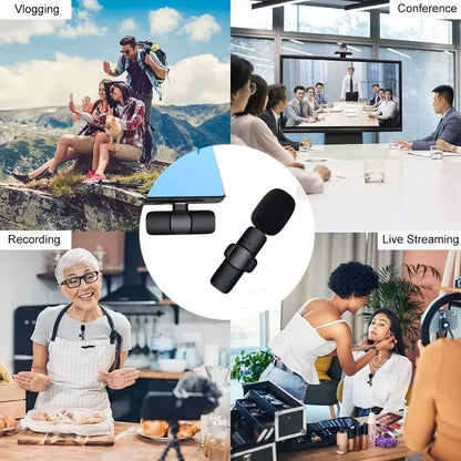 Microphone Lavalier sans fil, Mini micro d'enregistrement Audio et vidéo Portable pour iPhone Android, diffusion en direct et jeu