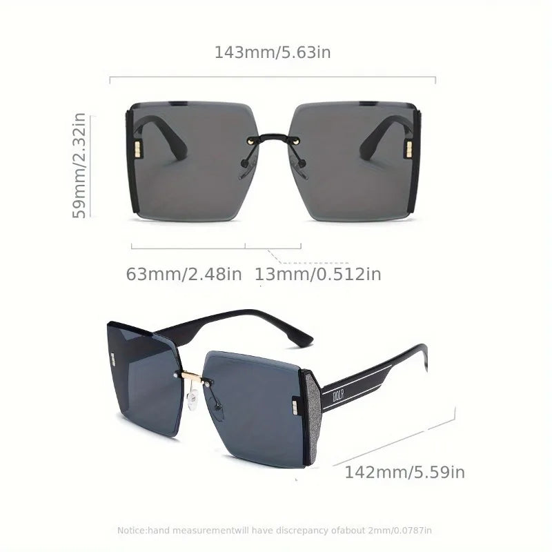 1pc lentille ombrée surdimensionnée pour femmes hommes lunettes sans monture à bord coupé lunettes décontractées