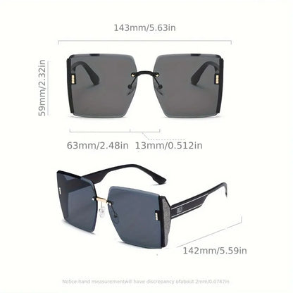 1pc lentille ombrée surdimensionnée pour femmes hommes lunettes sans monture à bord coupé lunettes décontractées