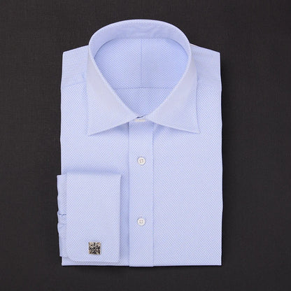 Chemises à col haut à double boucle pour hommes, mode rétro britannique, pur coton, chemises d'affaires minces, chemises de travail