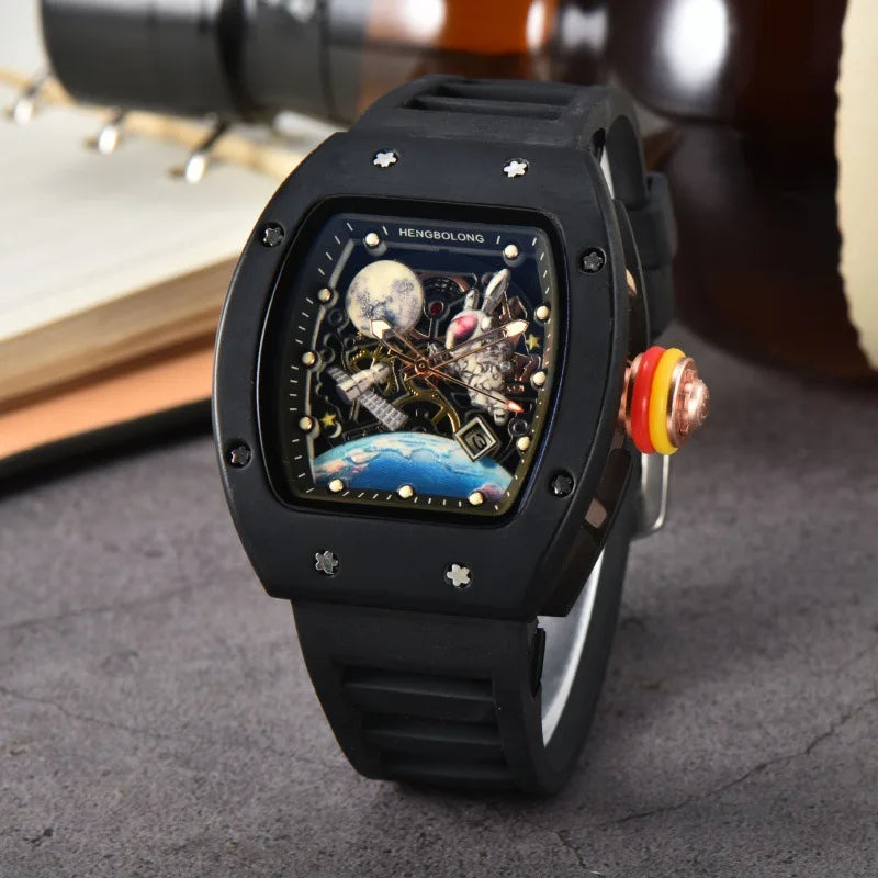 Bande de mode de luxe Tonneau hommes montre lumineuse étanche Date Sport haute qualité montres à Quartz hommes en acier AAA hommes montre-bracelet