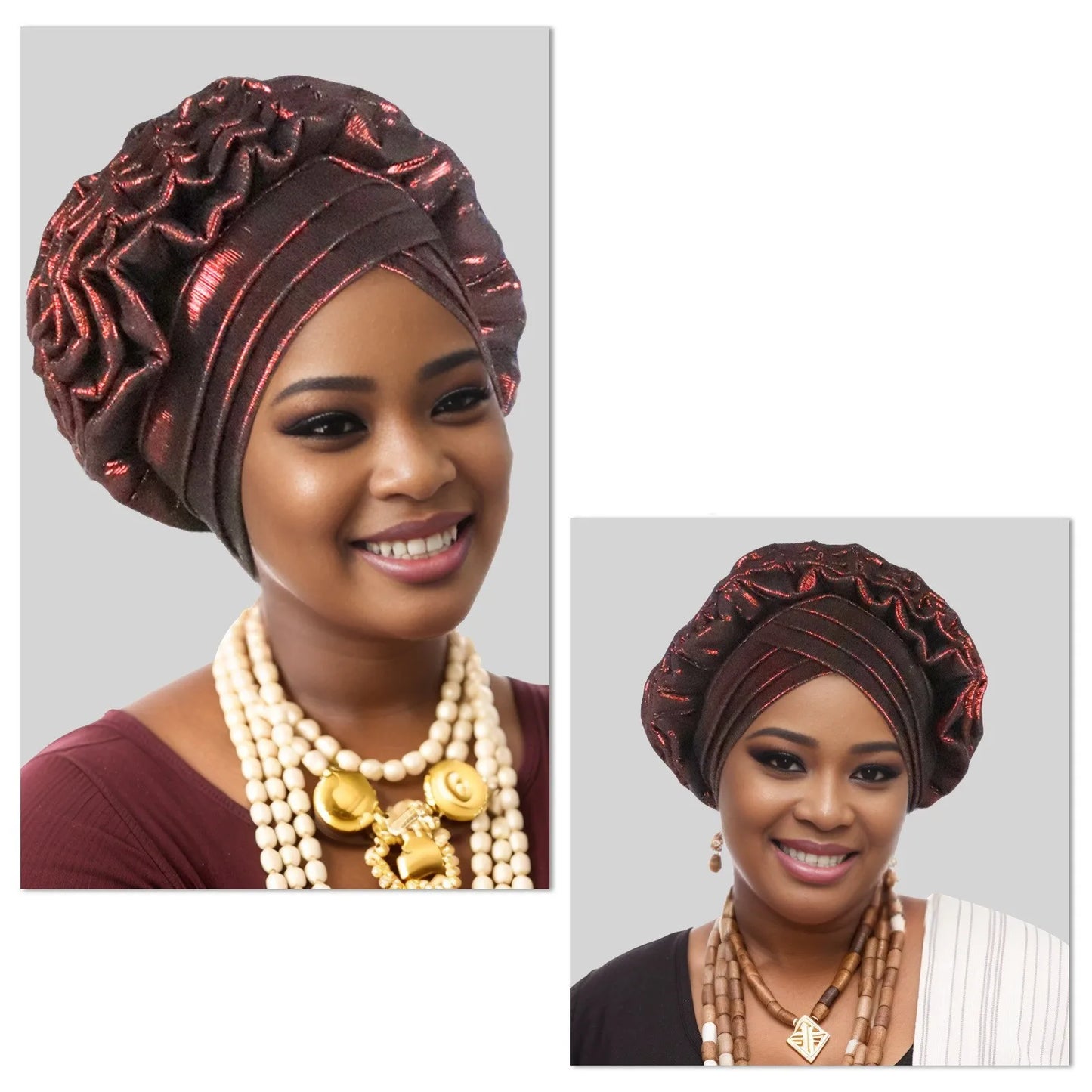 Turban Plissé à Paillettes pour Femme, Cravate de Sauna, Enveloppe la Tête, ixde Mariage Africaine Nigériane