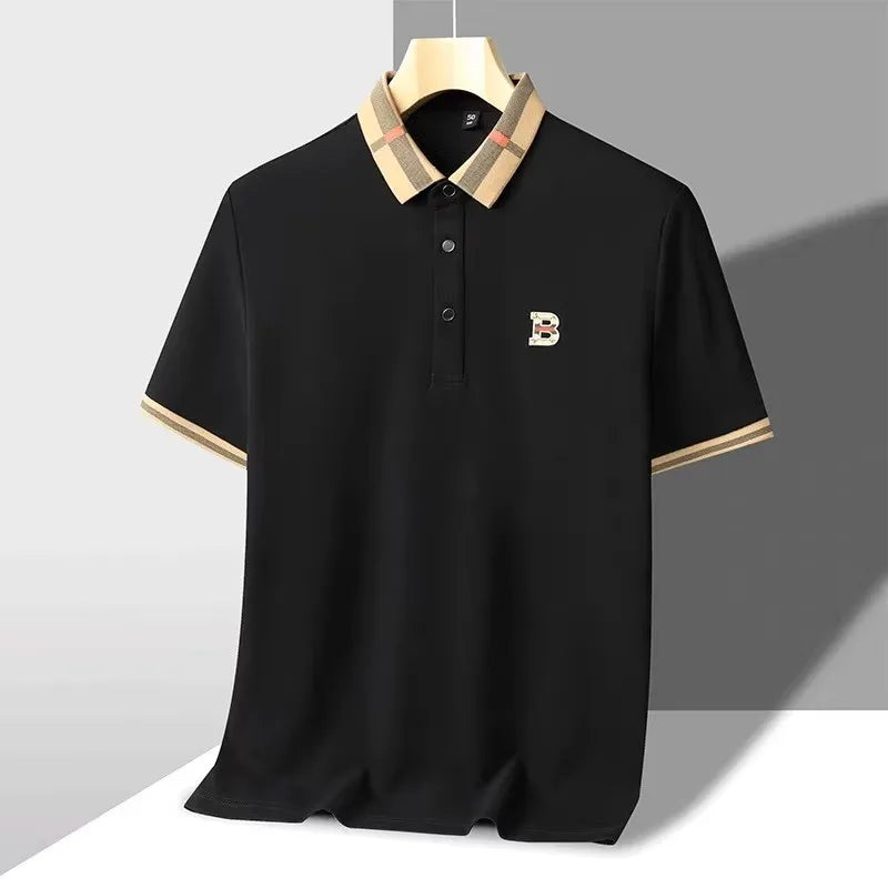 Marque de luxe logo polo à manches courtes hommes été nouveau haut de gamme en soie coton respirant Paul T-shirt mode décontracté vêtements pour hommes