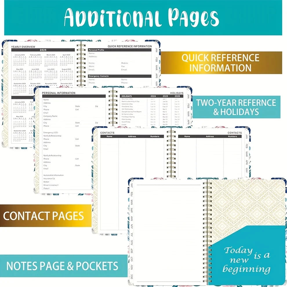 Planificateur 2025 Calendrier hebdomadaire et mensuel 2025 de janvier à décembre A5 (6,2" x 8,5") Plan de travail accaden de 12 mois Etiquettesmic