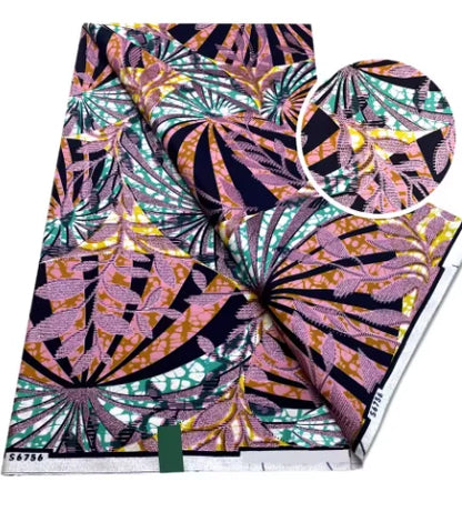 Tissu africain en cire de coton, très bonne qualité, nouvelle grande cire Ankara brillante Pagne, couleur grise, brillant doré, trucs Batik, 6 mètres