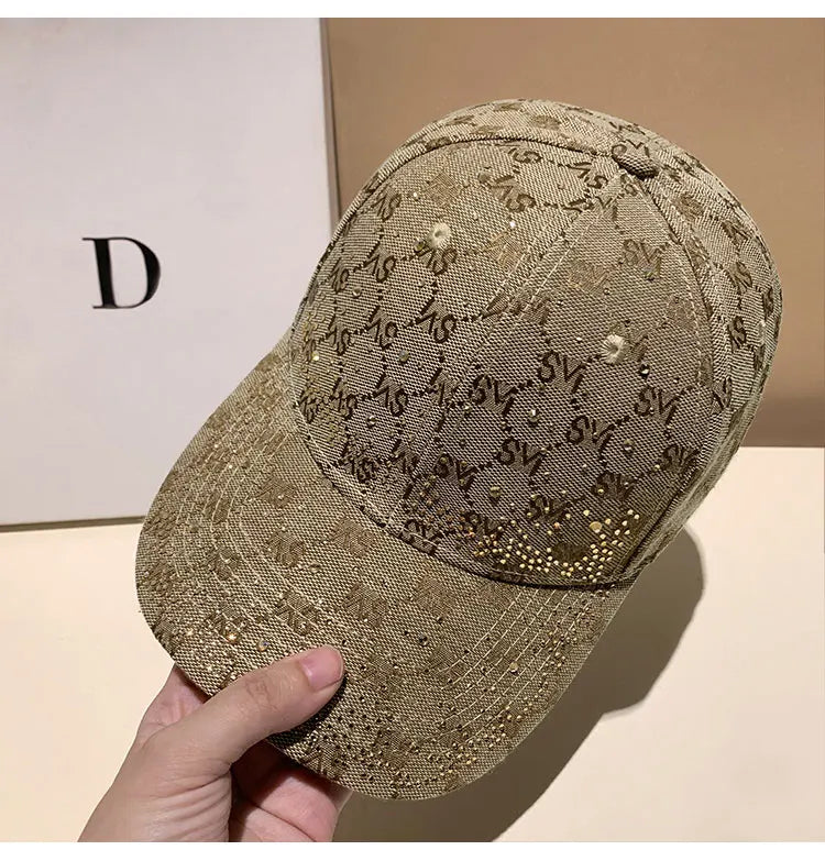 Casquette de Baseball avec lettres en strass pour femmes et hommes, visière de Sport, à rabat, chapeaux de soleil pour femmes, de luxe de styliste