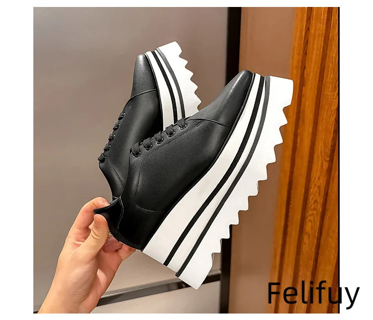 Baskets Blanches en Cuir de Vache pour Femme, Chaussures à Semelle Optique, Décontractées, à Lacets, Confortables, d'Extérieur, de Styliste, Printemps 2024