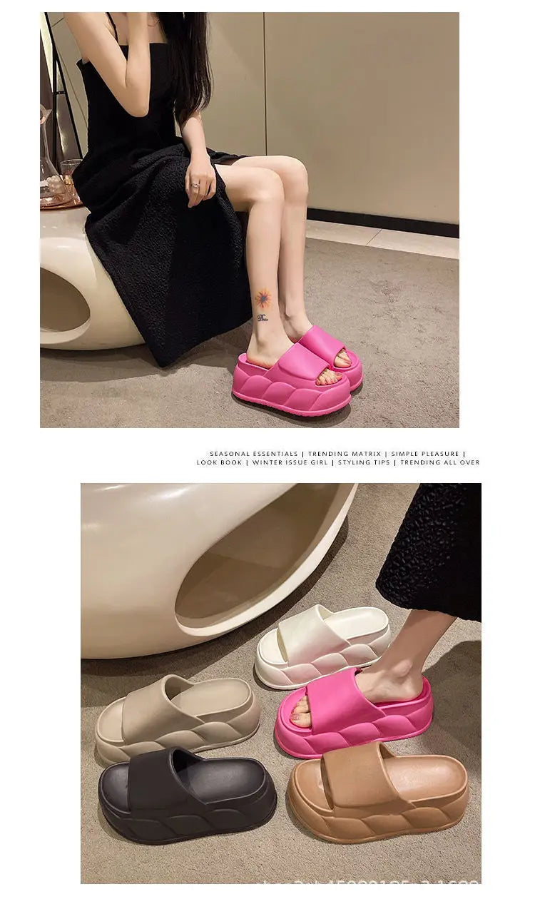 Sandales d'été à talons hauts de 7 cm pour femmes, mules à talons épais, tongs EVA, chaussures de maison, pantoufles à plateforme d'extérieur, nouvelle collection