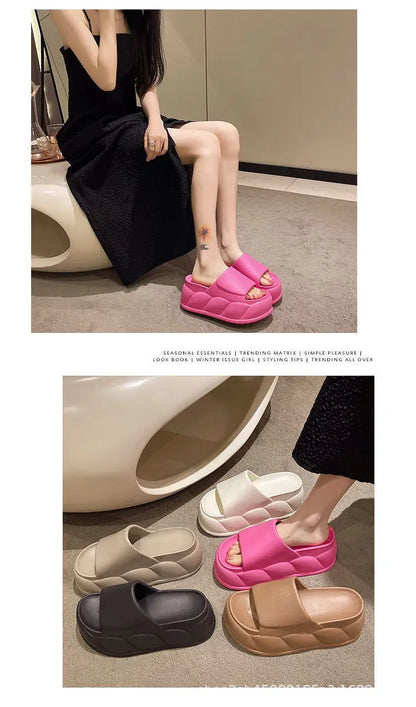 Sandales d'été à talons hauts de 7 cm pour femmes, mules à talons épais, tongs EVA, chaussures de maison, pantoufles à plateforme d'extérieur, nouvelle collection